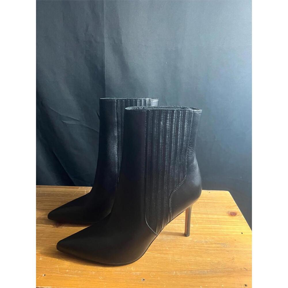 VERONICA BEARD "LISA" BLACK LEATHER Stiletto ANKLE BOOTS US 11M EUR 41